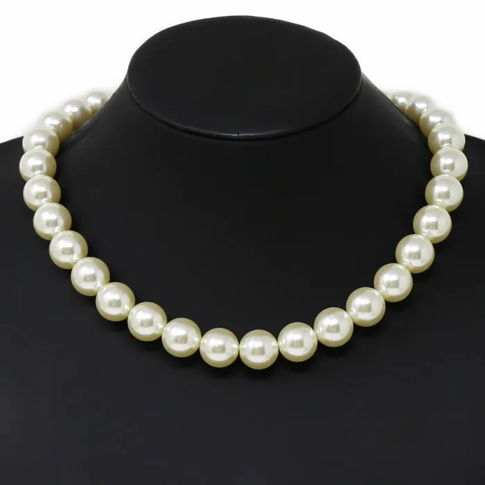 14 MM Pearl Beaded Short Necklace