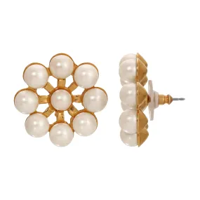 1928 Jewelry Faux Pearl Flower Post Earrings