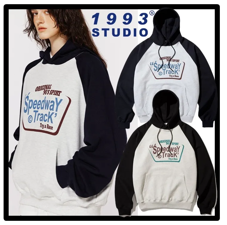 1993studio  |Unisex Street Style Logo Hoodies