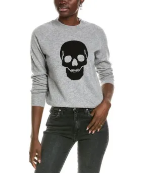 27 Miles Malibu womens Center Front Intarsia Skull Cashmere Sweater