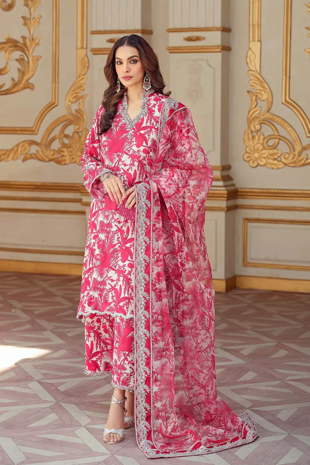 3-Pc Raw Silk Shirt With Organza Dupatta and Raw Silk Trouser STM23-13