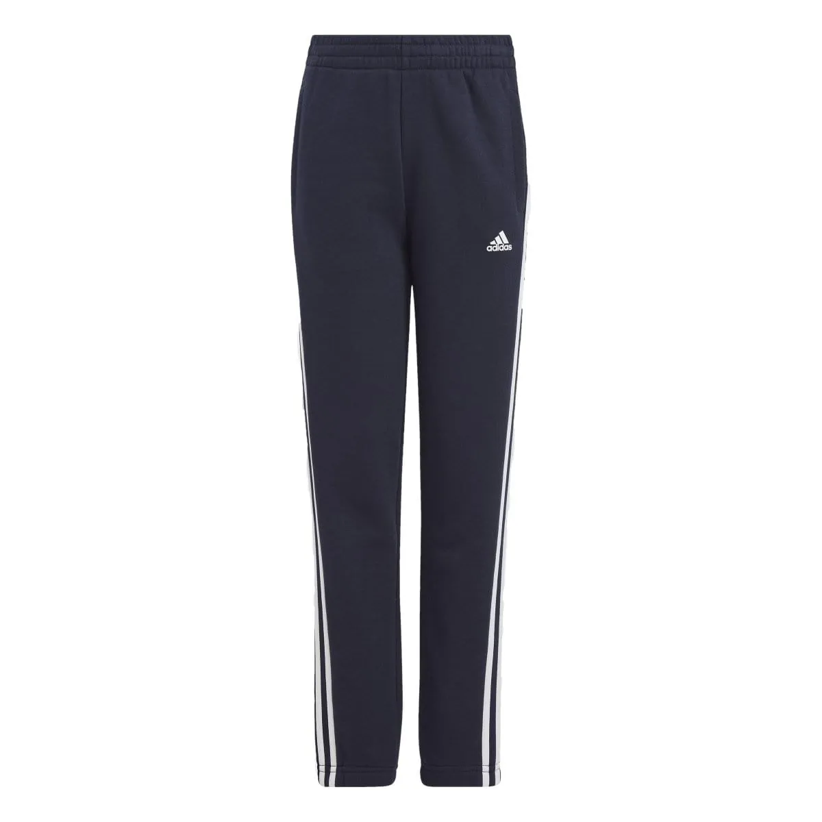 ADIDAS JUNIOR 3 STRIPE FLEECE NAVY TRACKPANTS