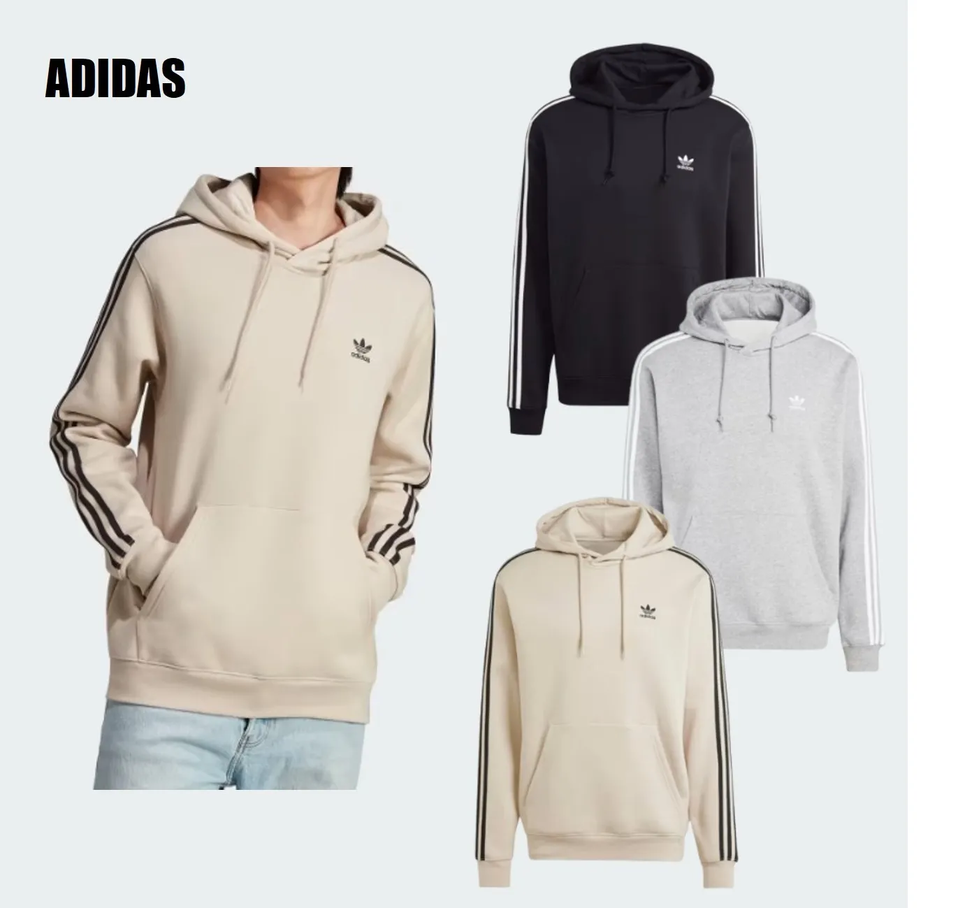 adidas  |Stripes Unisex Street Style Plain Logo Hoodies