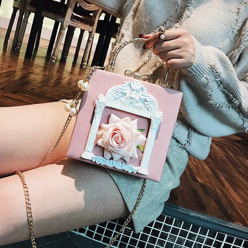 Aesthetic Rose Bag with Pearls