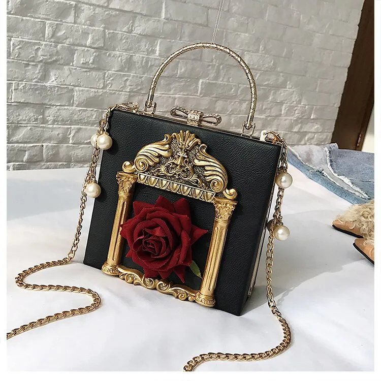 Aesthetic Rose Bag with Pearls