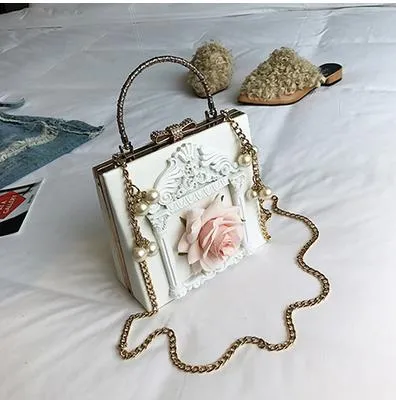 Aesthetic Rose Bag with Pearls