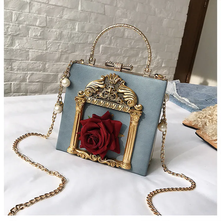 Aesthetic Rose Bag with Pearls