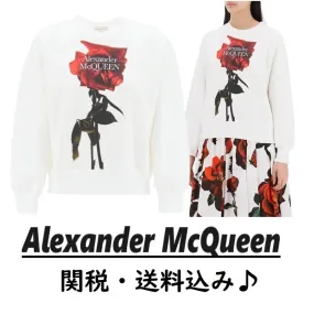 alexander mcqueen  |Crew Neck Long Sleeves Cotton Logo Hoodies & Sweatshirts