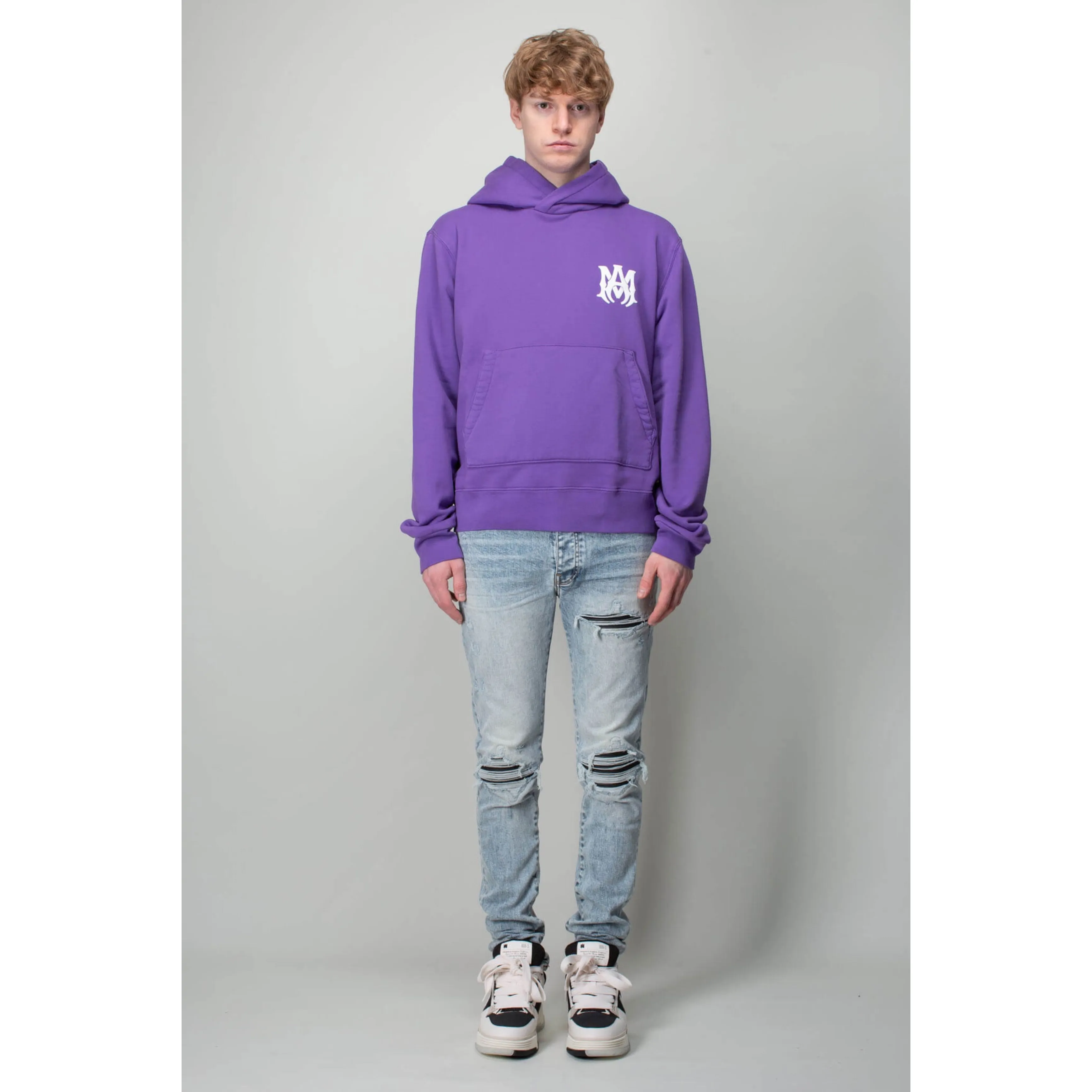 AMIRI  |Street Style Long Sleeves Plain Cotton Logo Hoodies