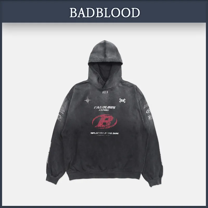 BADBLOOD  |Unisex Street Style Cotton Logo Hoodies