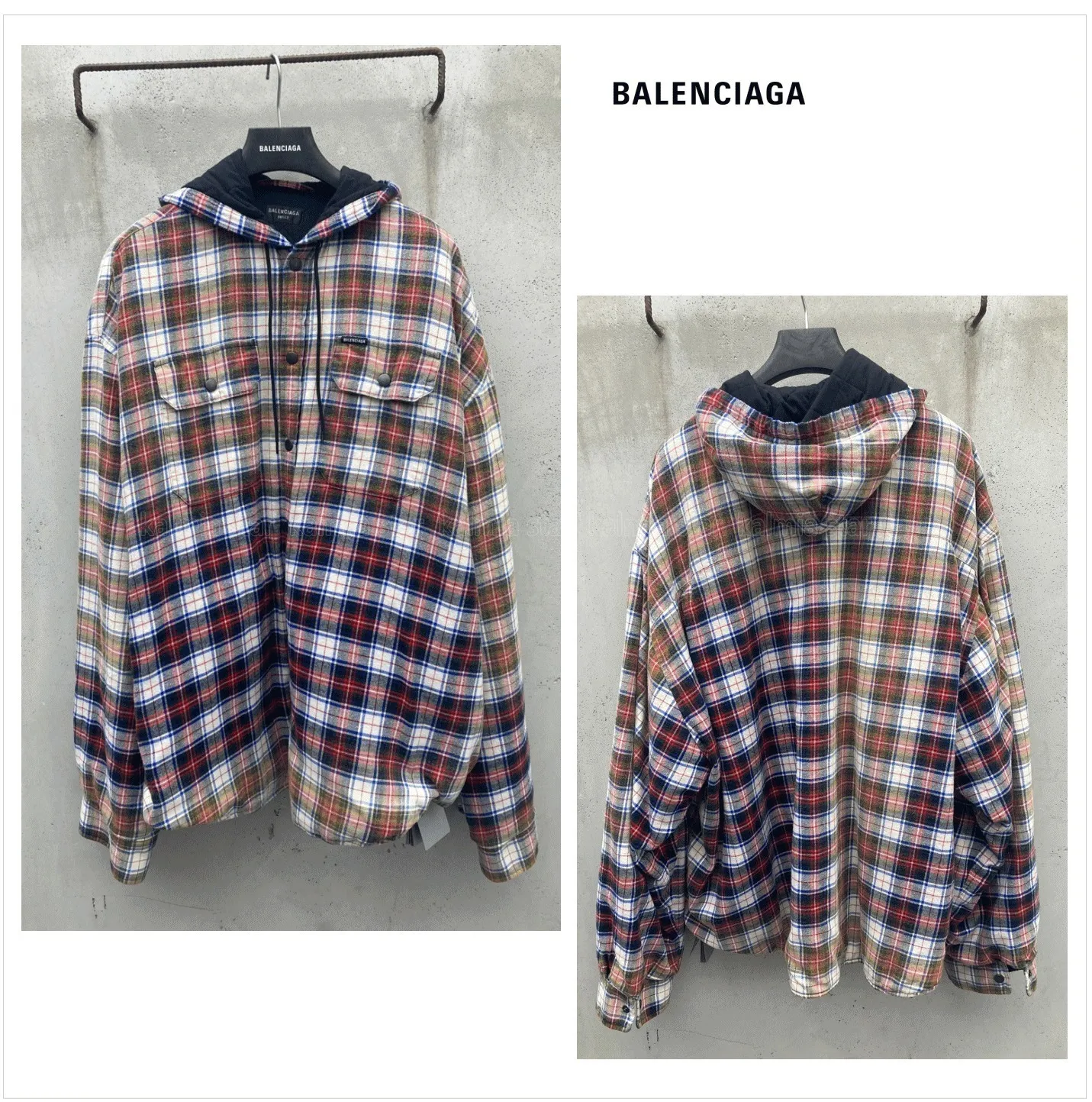 BALENCIAGA  |Other Plaid Patterns Street Style Hoodies & Sweatshirts