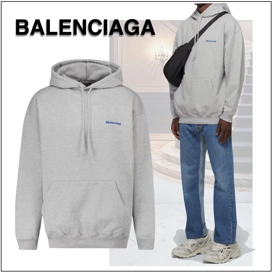 BALENCIAGA  |Unisex Long Sleeves Plain Oversized Logo Luxury Hoodies