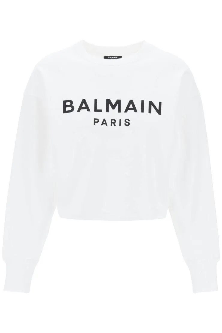 BALMAIN  |Crew Neck Long Sleeves Plain Cotton Logo