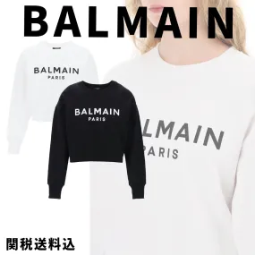 BALMAIN  |Crew Neck Long Sleeves Plain Cotton Logo