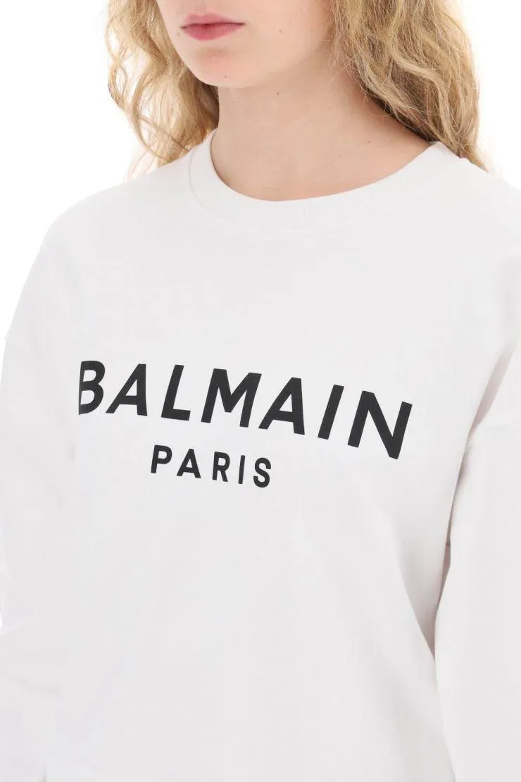 BALMAIN  |Crew Neck Long Sleeves Plain Cotton Logo