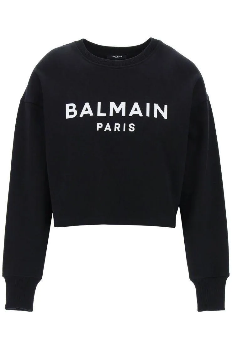 BALMAIN  |Crew Neck Long Sleeves Plain Cotton Logo