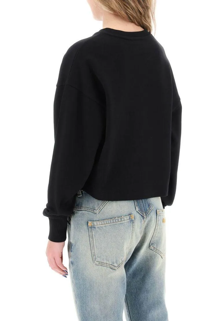 BALMAIN  |Crew Neck Long Sleeves Plain Cotton Logo