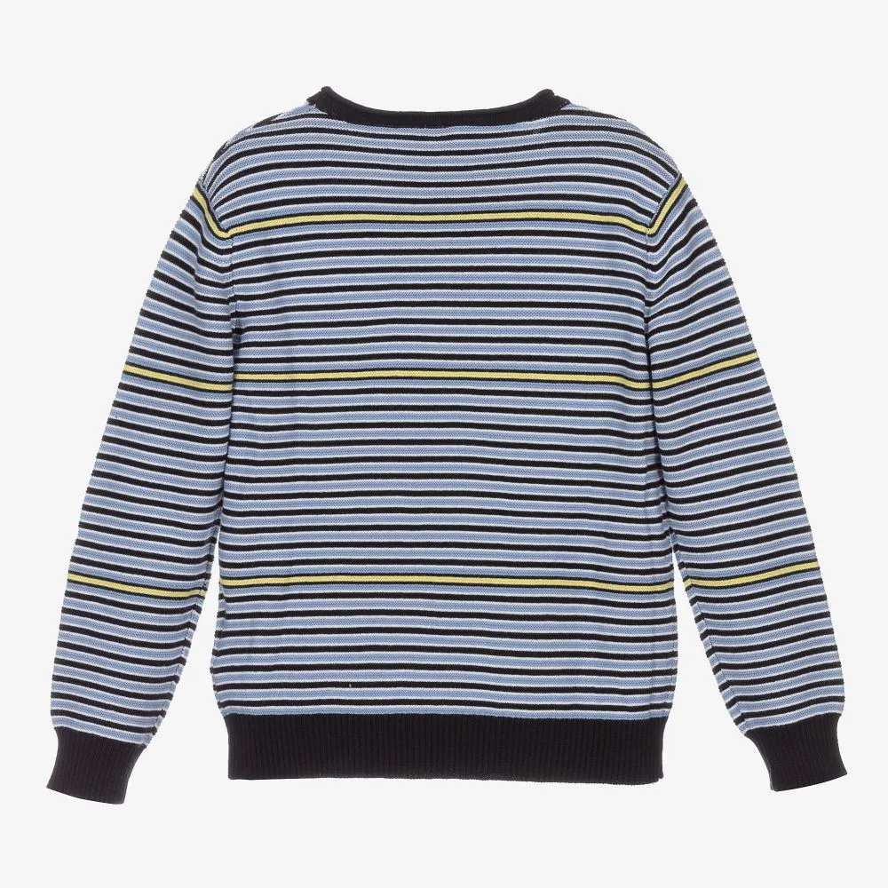 Blue Striped Cotton Sweater