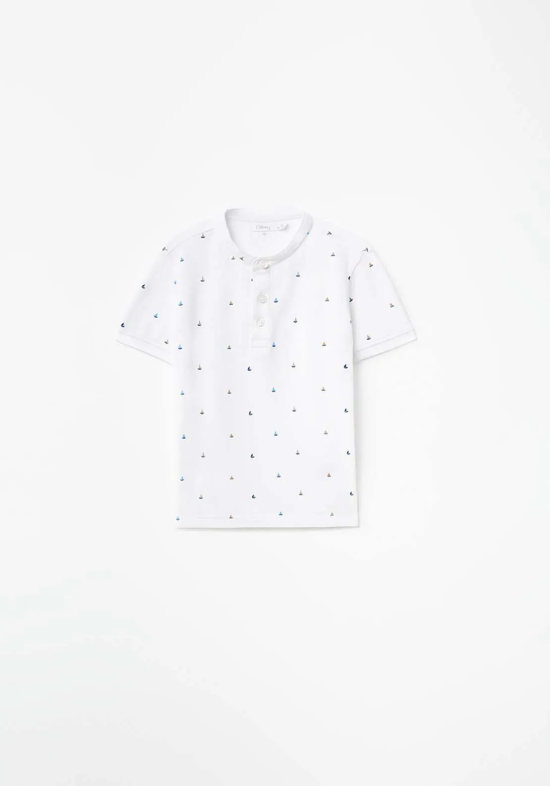 Boat Print Polo T-Shirt - White