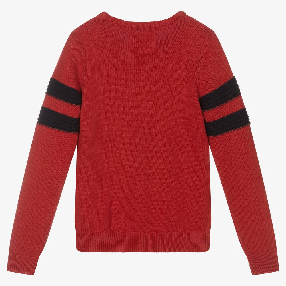 Boys Red Cotton Sweater