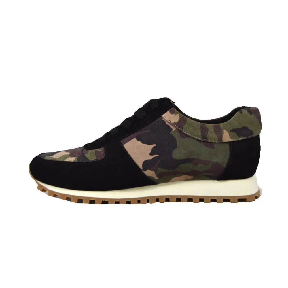 British Walkers Surrey Men's Black Camo Leather and Suede Sneakers