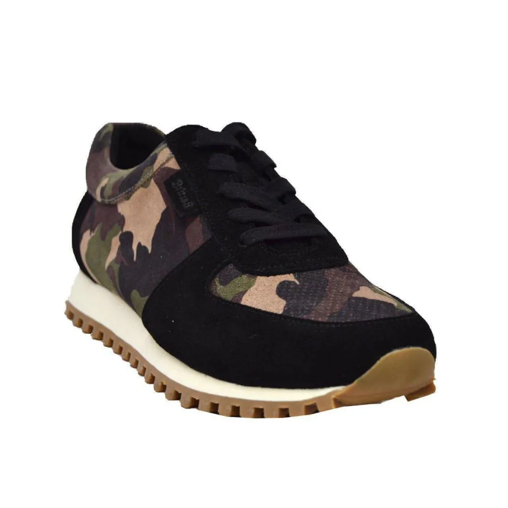 British Walkers Surrey Men's Black Camo Leather and Suede Sneakers