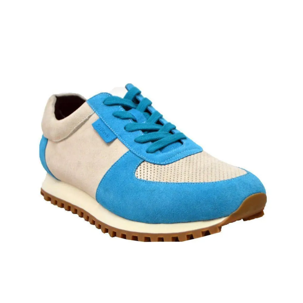 British Walkers Surrey Men's Blue and Beige Leather and Suede Sneakers