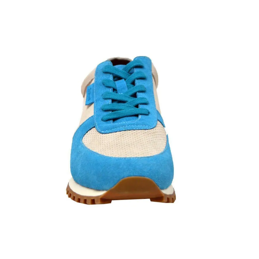 British Walkers Surrey Men's Blue and Beige Leather and Suede Sneakers