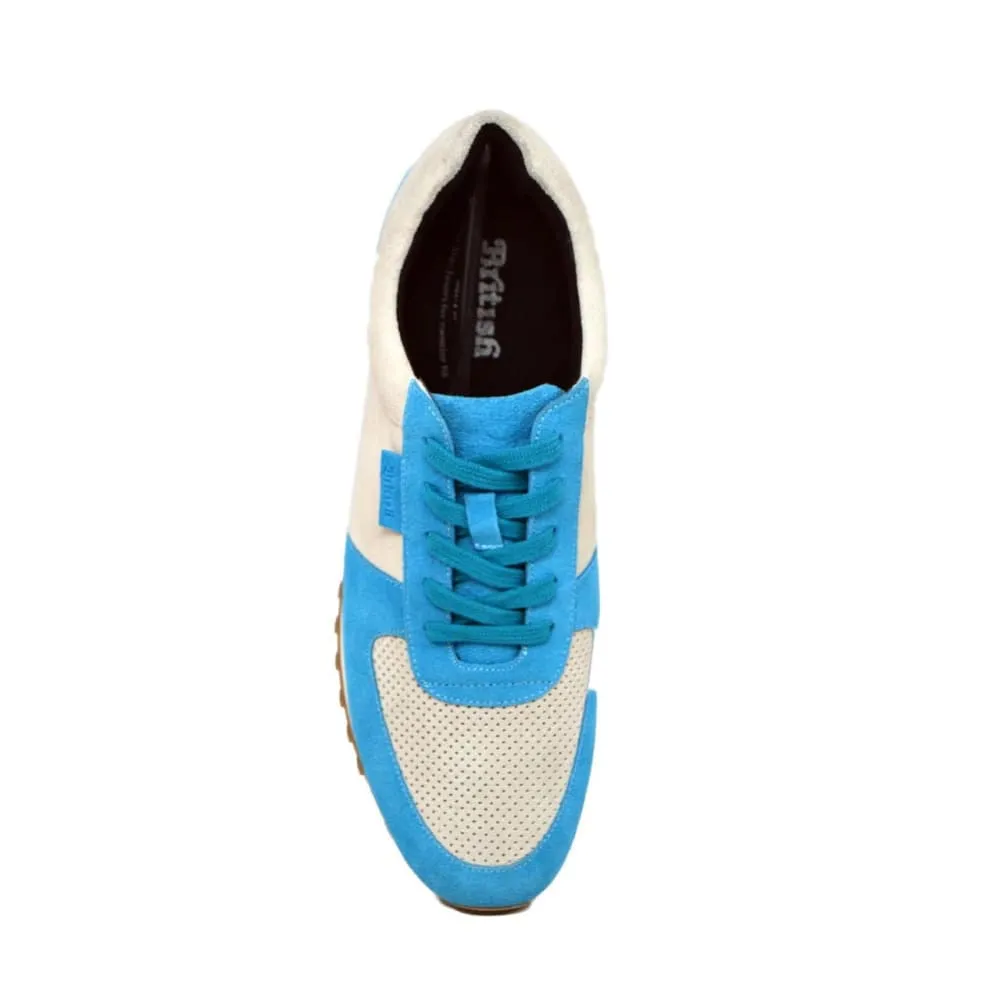 British Walkers Surrey Men's Blue and Beige Leather and Suede Sneakers