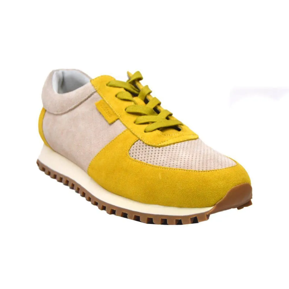 British Walkers Surrey Men's Yellow and Beige Leather and Suede Sneakers