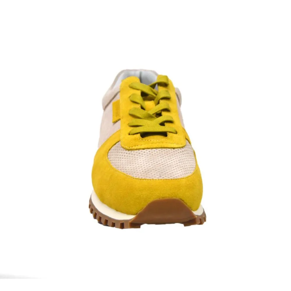 British Walkers Surrey Men's Yellow and Beige Leather and Suede Sneakers