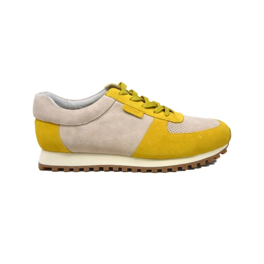 British Walkers Surrey Men's Yellow and Beige Leather and Suede Sneakers