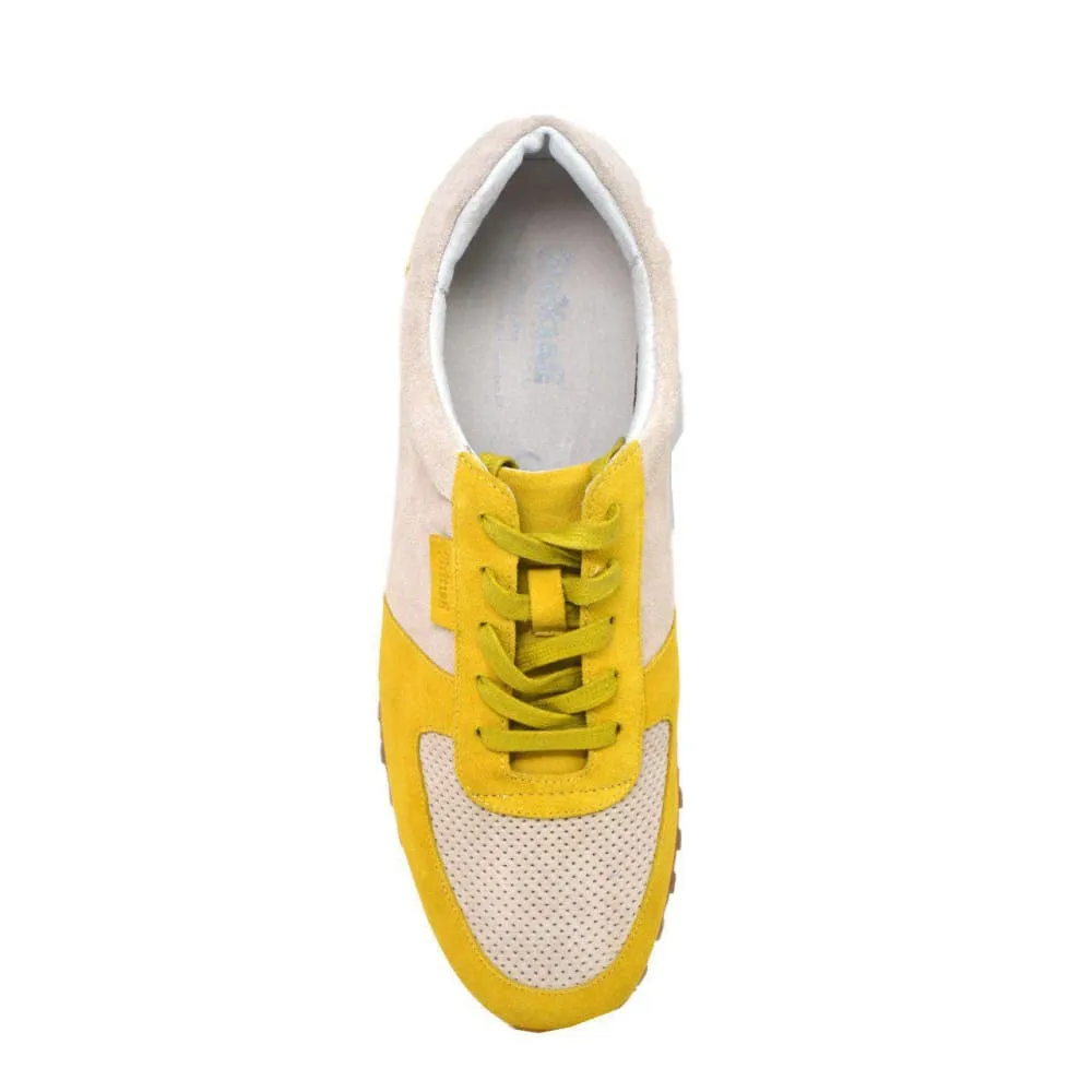 British Walkers Surrey Men's Yellow and Beige Leather and Suede Sneakers