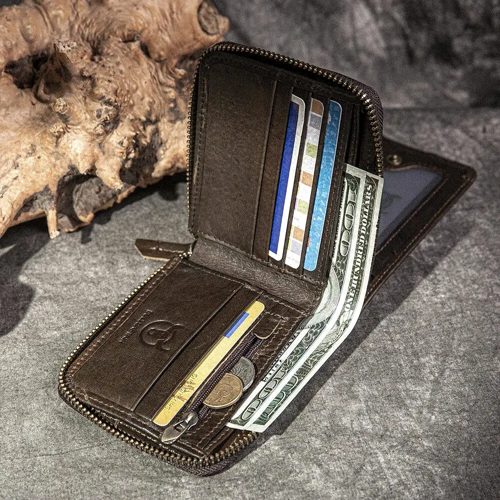 BULLCAPTAIN Genuine Leather RFID Bifold Wallets