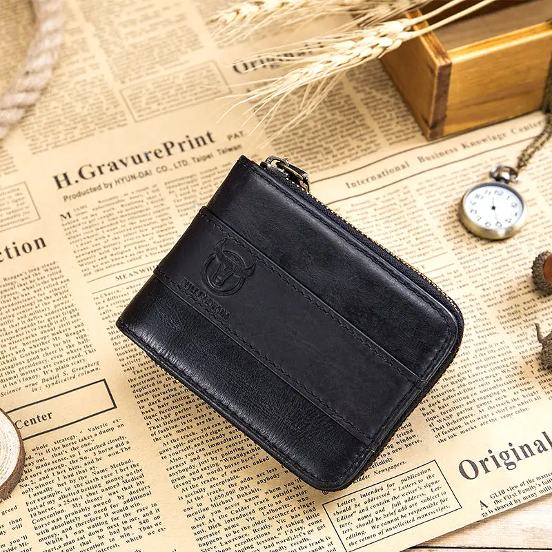 BULLCAPTAIN Genuine Leather RFID Bifold Wallets