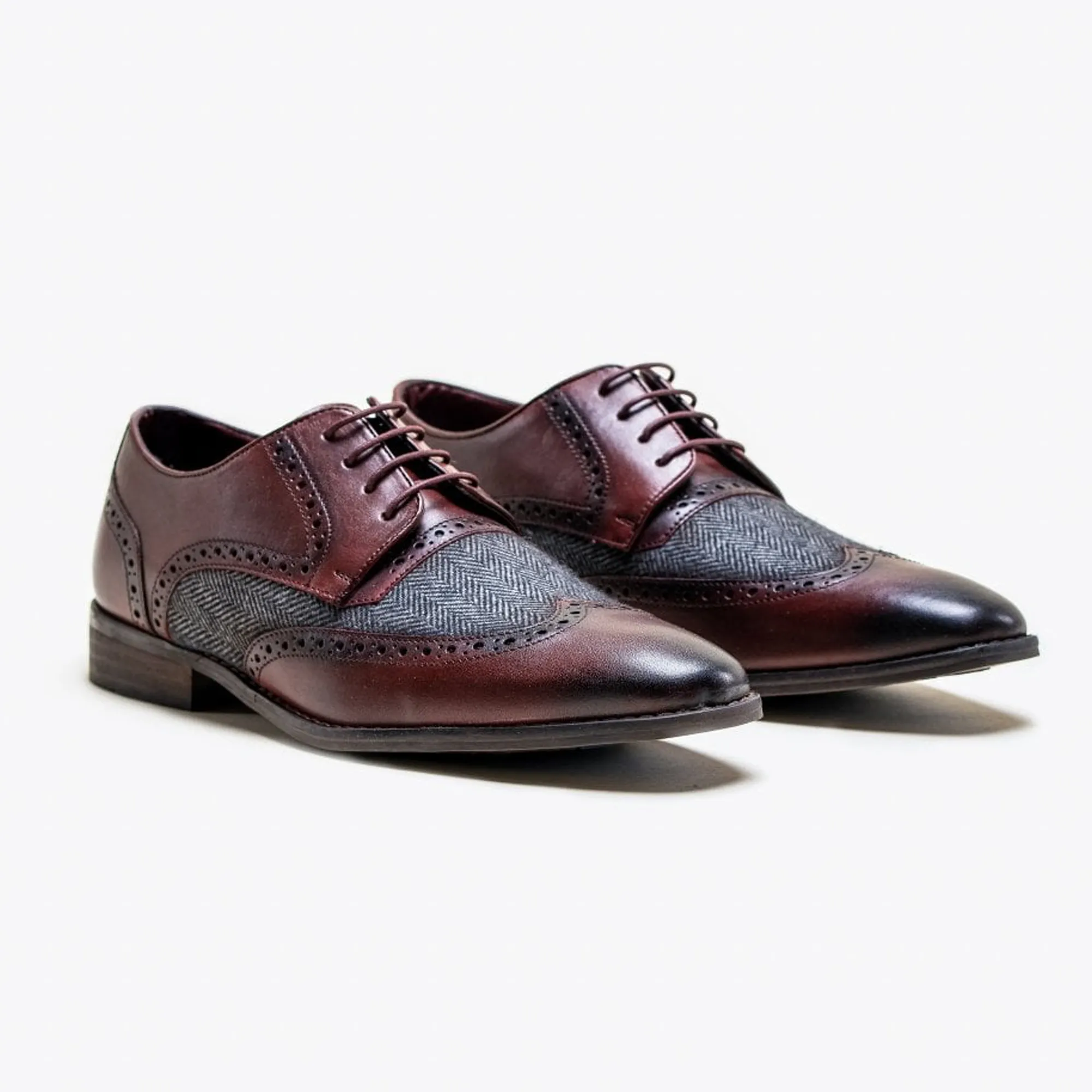 Cavani Faro Bordo Tweed Brogues Genuine Leather Shoes