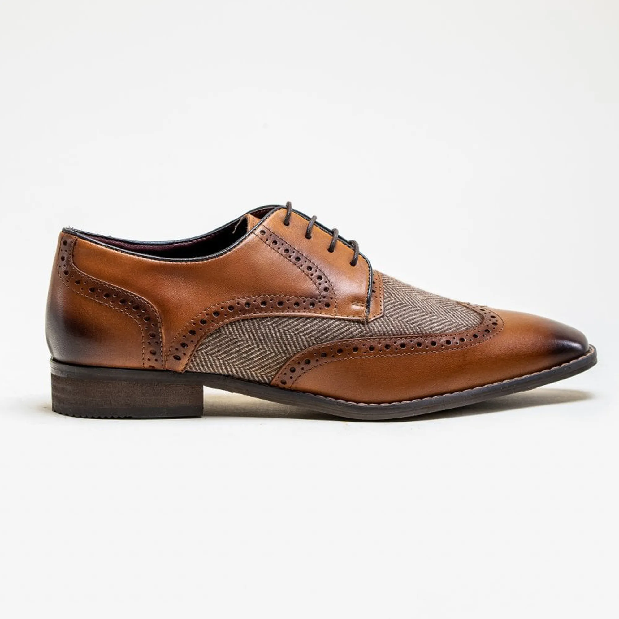 Cavani Faro Tan Tweed Brogues Genuine Leather Shoes