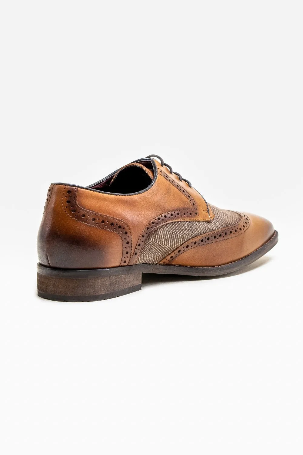 Cavani Faro Tan Tweed Brogues Genuine Leather Shoes