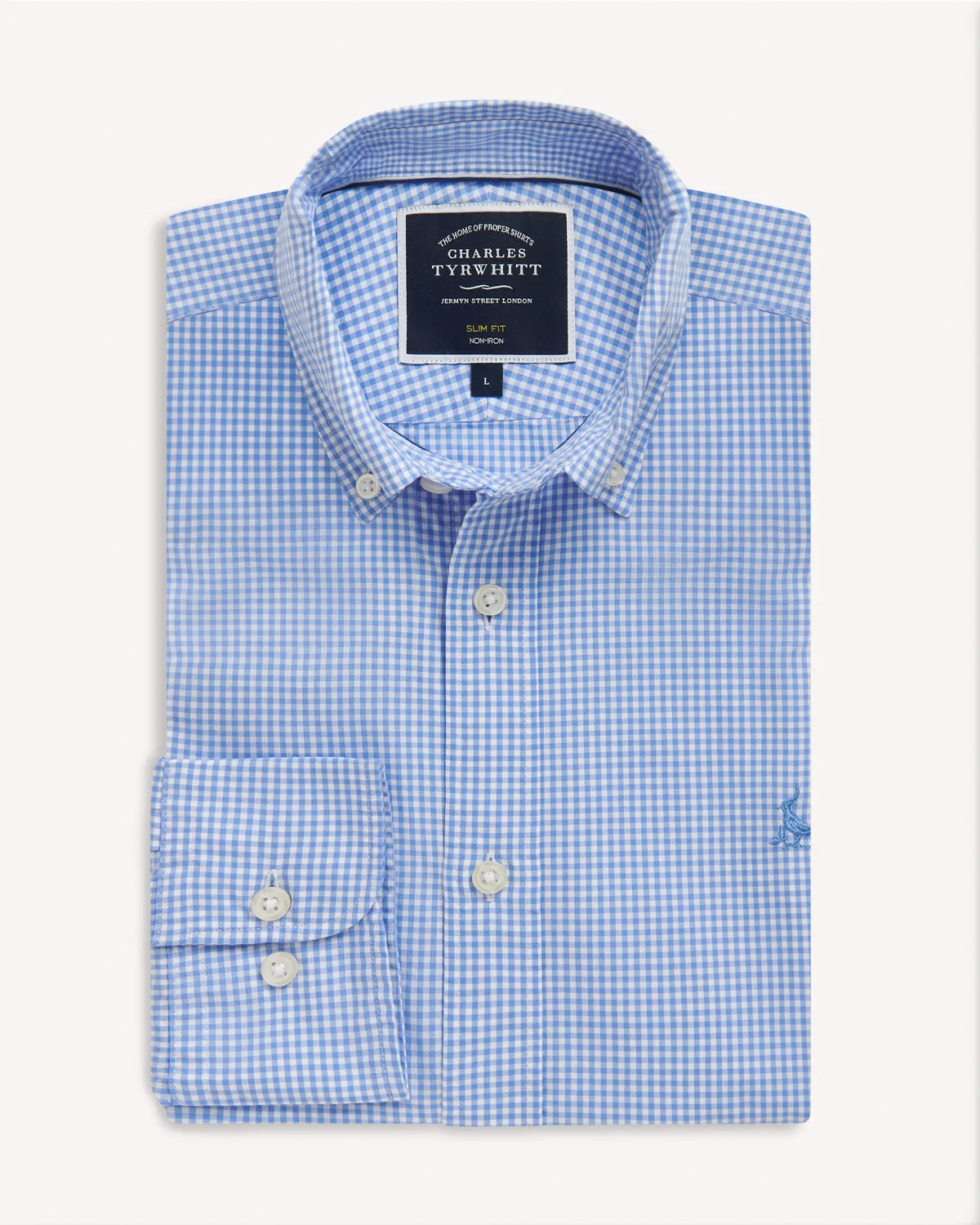 Charles Tyrwhitt BD Slim Fit Gingham Shirt Sky