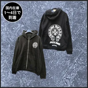 CHROME HEARTS  |Street Style Long Sleeves Logo Hoodies