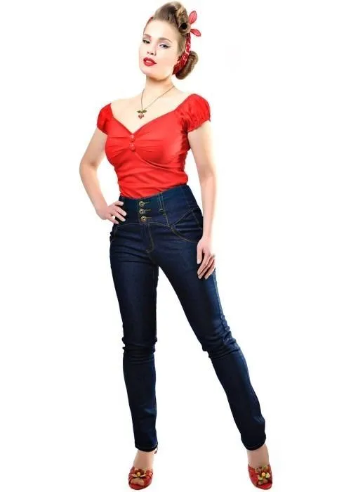 Collectif Rebel Kate 50'S Denim Jeans Navy