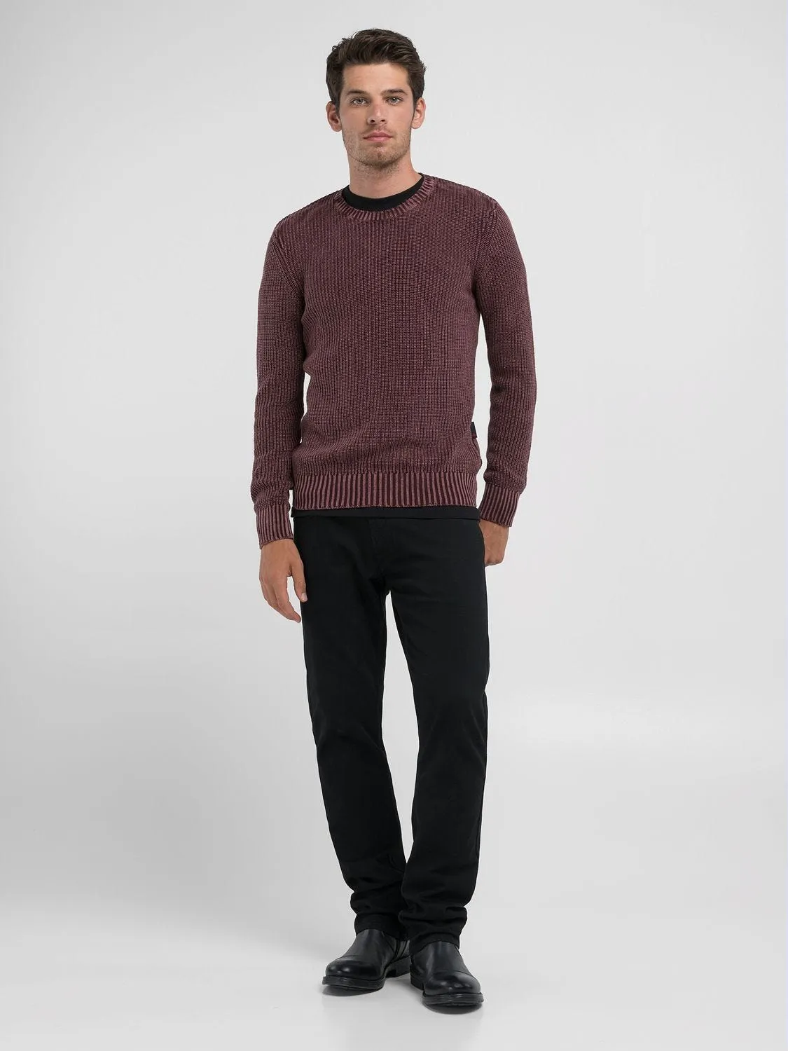 CREW-NECK CRINKLED COTTON SWEATER