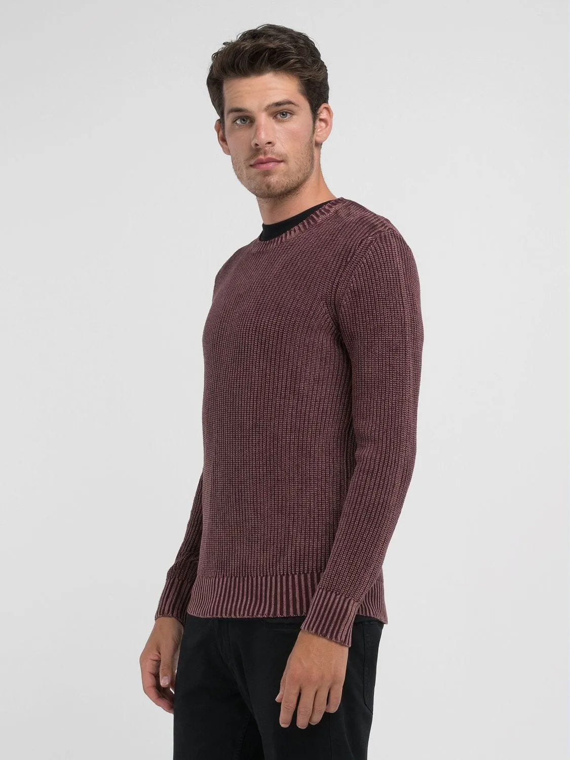 CREW-NECK CRINKLED COTTON SWEATER