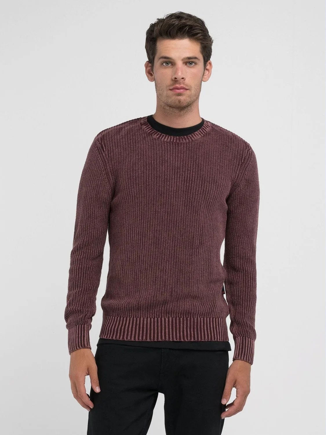 CREW-NECK CRINKLED COTTON SWEATER