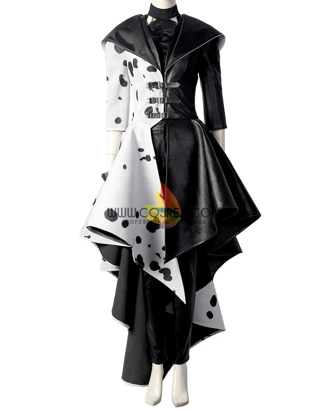 Cruella 2021 Live Action Movie 101 Dalmatian's PU Leather Cosplay Costume