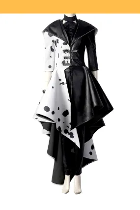 Cruella 2021 Live Action Movie 101 Dalmatian's PU Leather Cosplay Costume