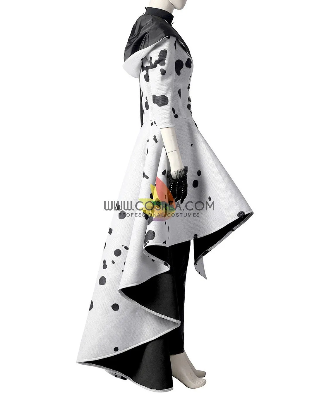 Cruella 2021 Live Action Movie 101 Dalmatian's PU Leather Cosplay Costume