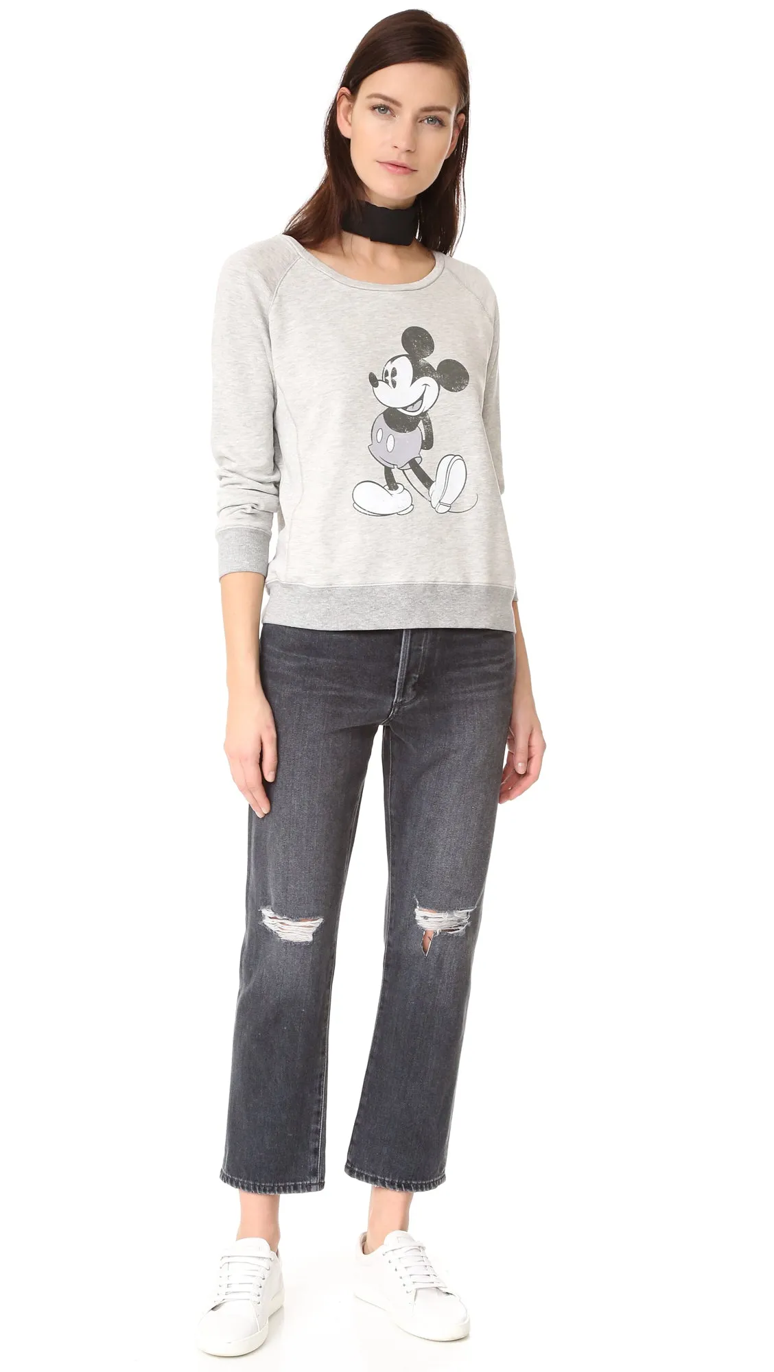 David Lerner Mickey Greyscale Raglan Sweatshirt