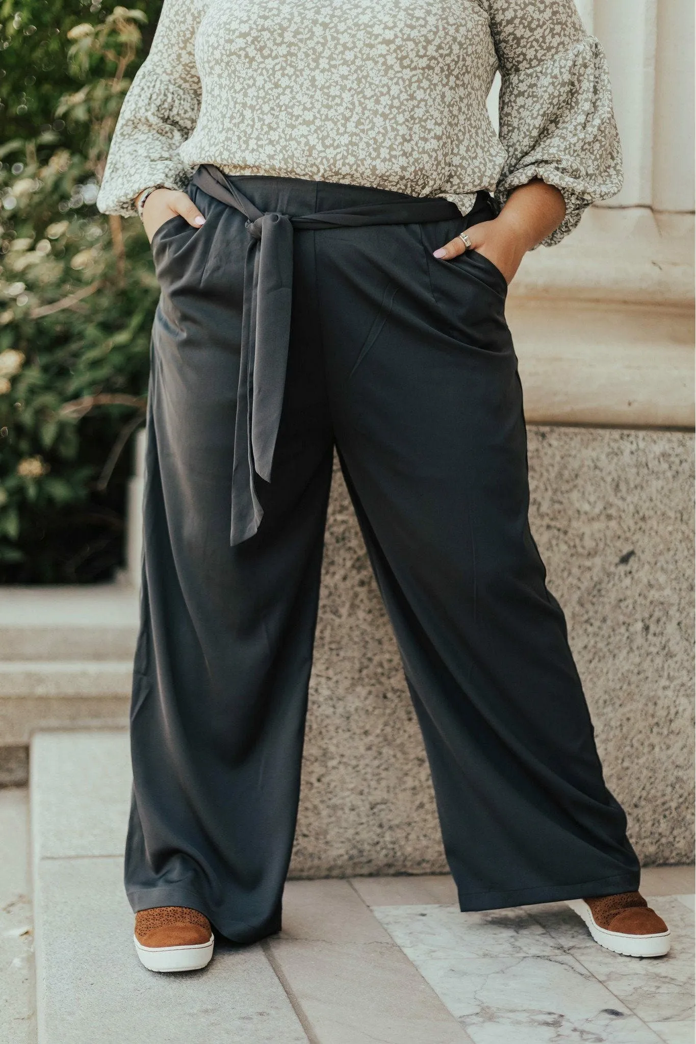 Emma High Waist Pants Two Charcoal