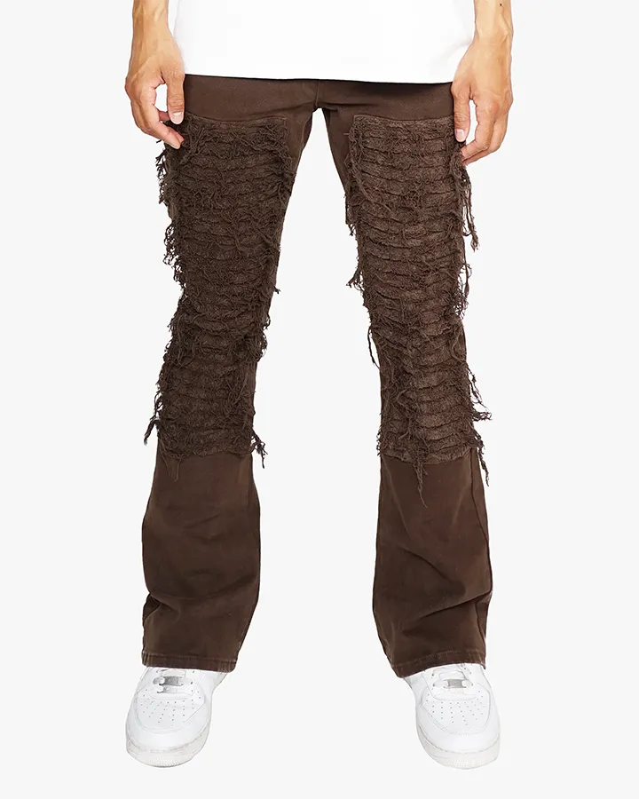 EPTM DISTRESSED CARPENTER FLARE PANTS-BROWN